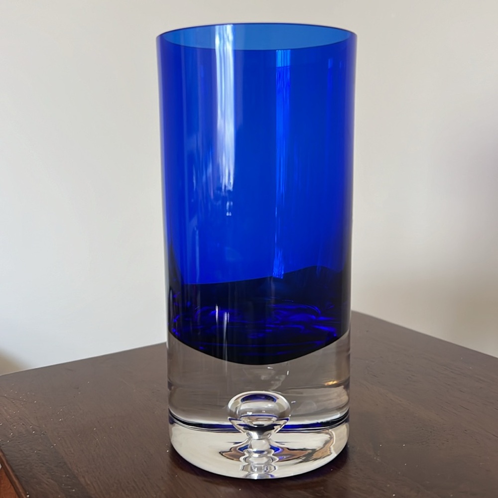 Stockholm Block Cobalt Blown High Ball Glass Made In Poland